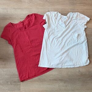 Garnet Hill Short Sleeve Tees in Red and White